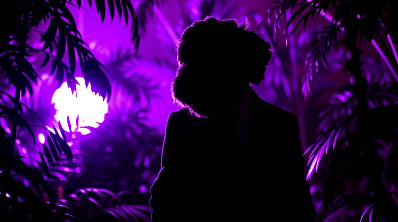 Banksy LL.M., ultraviolet silhouette in vivid purples
